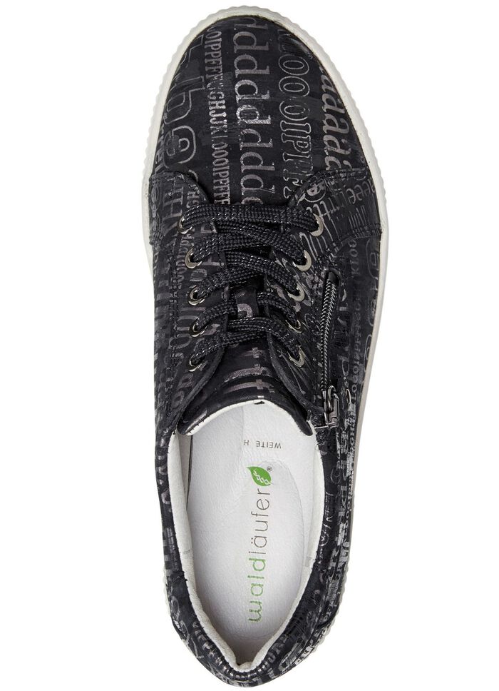 Waldl&auml;ufer Schn&uuml;rschuh aus gl&auml;nzend bedrucktem Nubukleder SCHWARZ-BRONZE