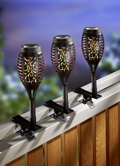 Solar-Fackel, 3er-Set, zum Klemmen oder Stecken 