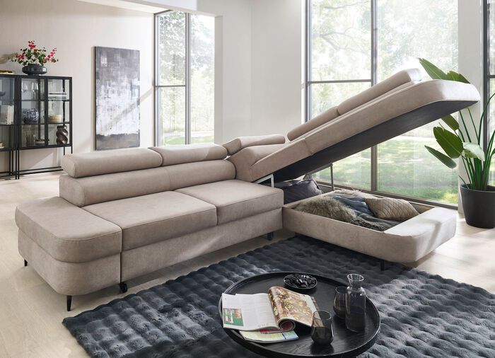 Komfortable Polsterecke mit Funktion und Bettkasten 