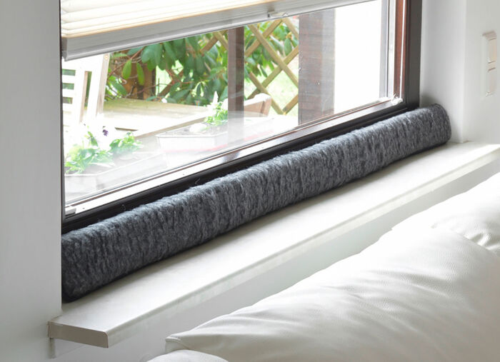 Schurwoll-Zugluftstopper für Fenster ANTHRAZIT
