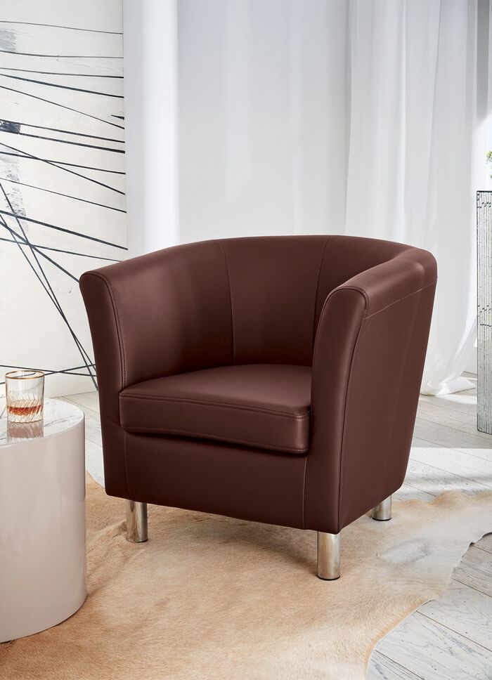 Edler Sessel auf stabilem Holzgrundgestell BRAUN