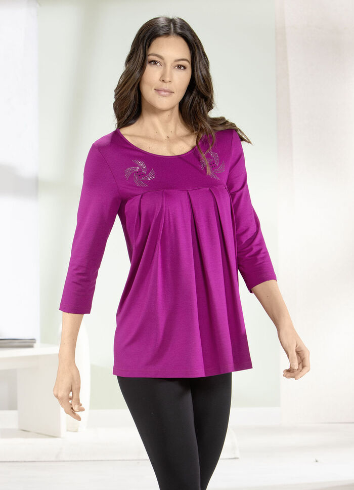 Longshirt mit Zierplättchen in 3 Farben FUCHSIA