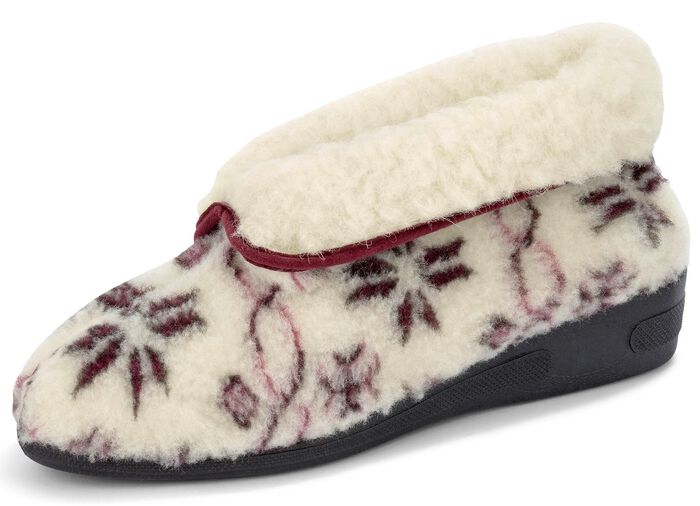 Stiefelette  mit reinem Schurwollfutter ECRU-ROT