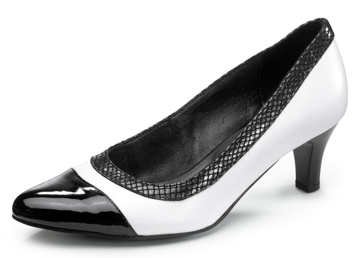 Pumps aus Nappaleder WEISS-SCHWARZ