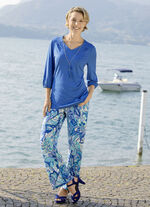 Shirt mit Glanzeinfass am V-Ausschnitt in 2 Farben ROYALBLAU