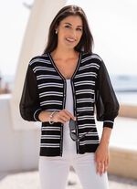 Strickjacke mit feinen Chiffon&auml;rmeln 