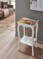 Teilmassive Beistelltisch mit Druck "Rialtobr&uuml;cke"  WEISS