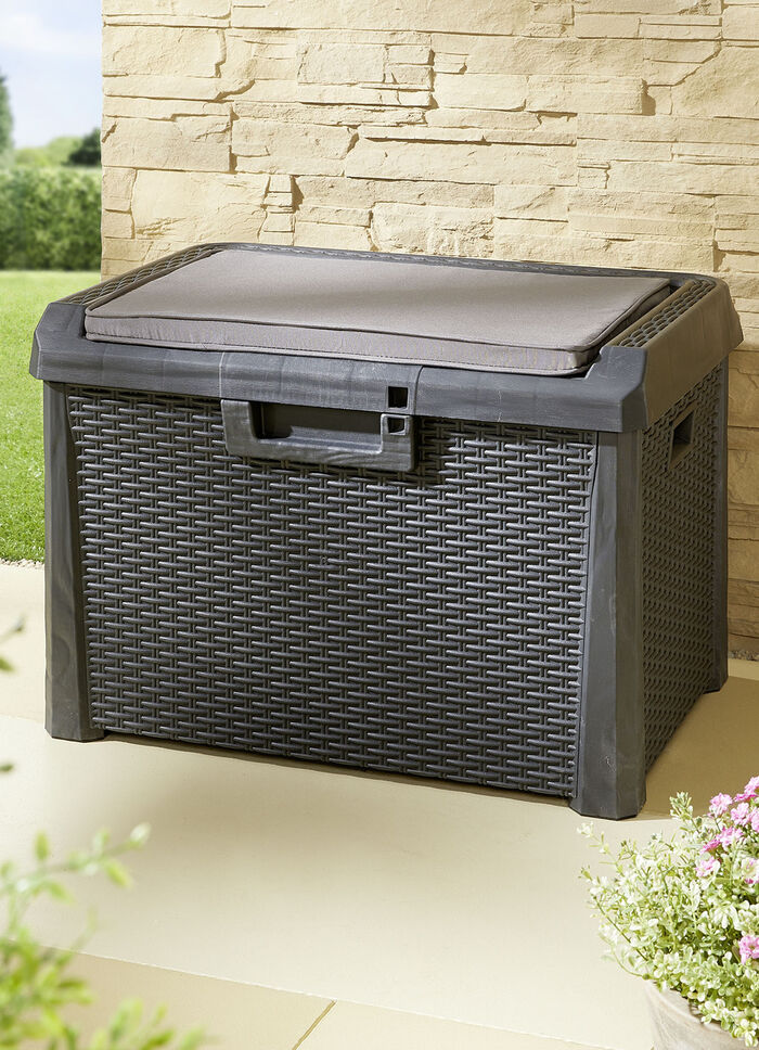 Gartenbox Santorini in elegantem Rattan-Design ANTHRAZIT