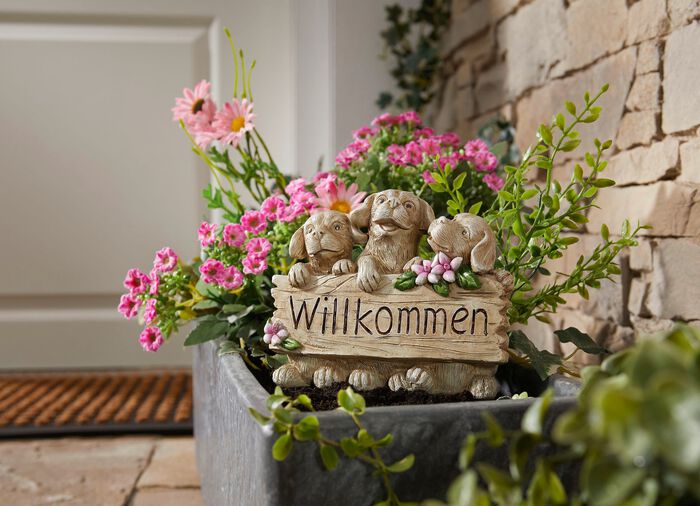 Willkommen mit Hunde,- oder Katzen aus Polyresin 