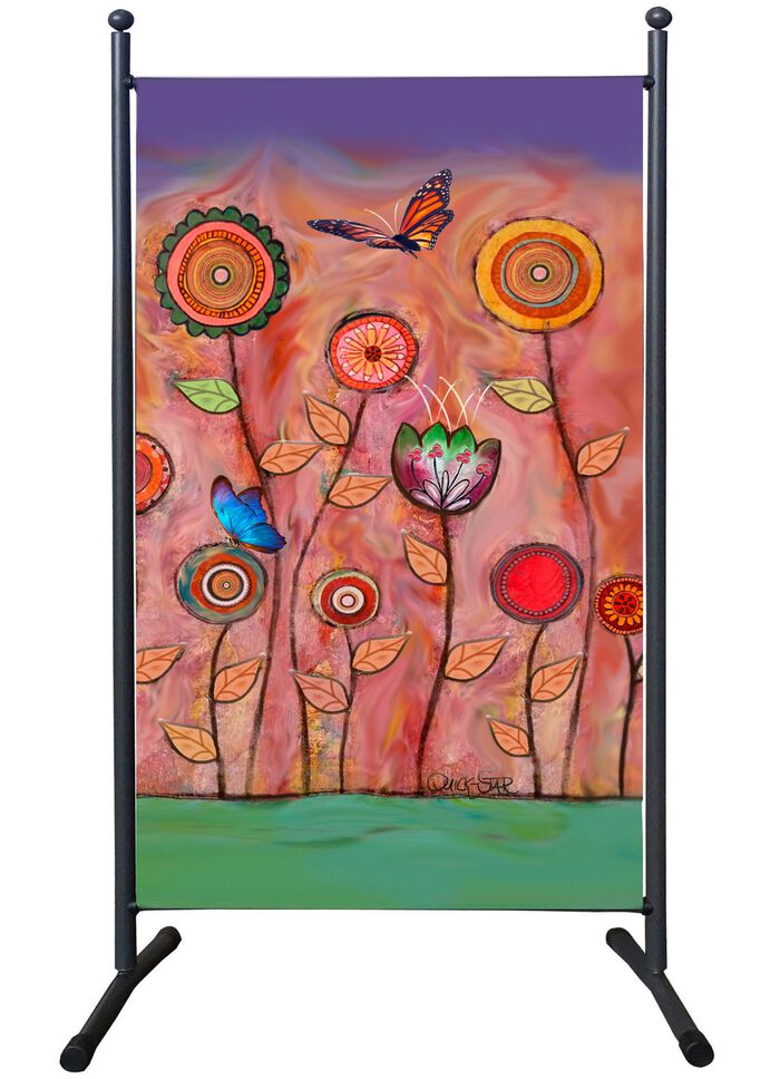 Stellwand mit originellem Blumenmotiv BUNT