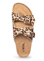 Klett-Pantolette in Leder-Optik 