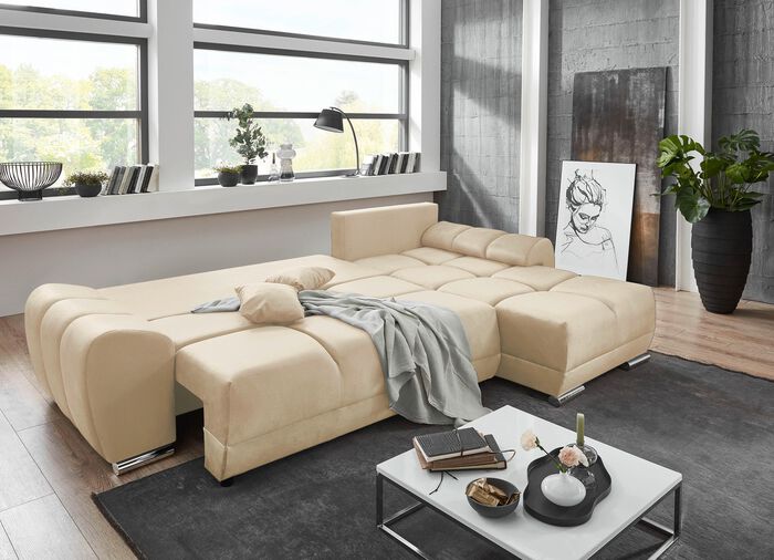 Polsterecke mit Bettfunktion und Bettkasten 