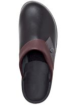 Pantolette mit anatomisch geformten Tieffu&szlig;bett SCHWARZ-BORDEAUX-GRAU