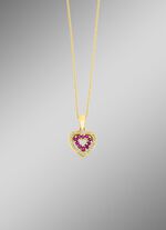 Anh&auml;nger mit synth. Zirkonia und roten Schmucksteinen 