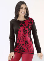 Pullover mit Schurwolle SCHWARZ-ROT