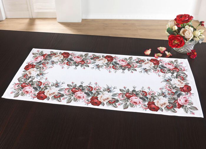 Aussdrucksstarke Tischdecke mit bezauberndem Rosen-Dessin 