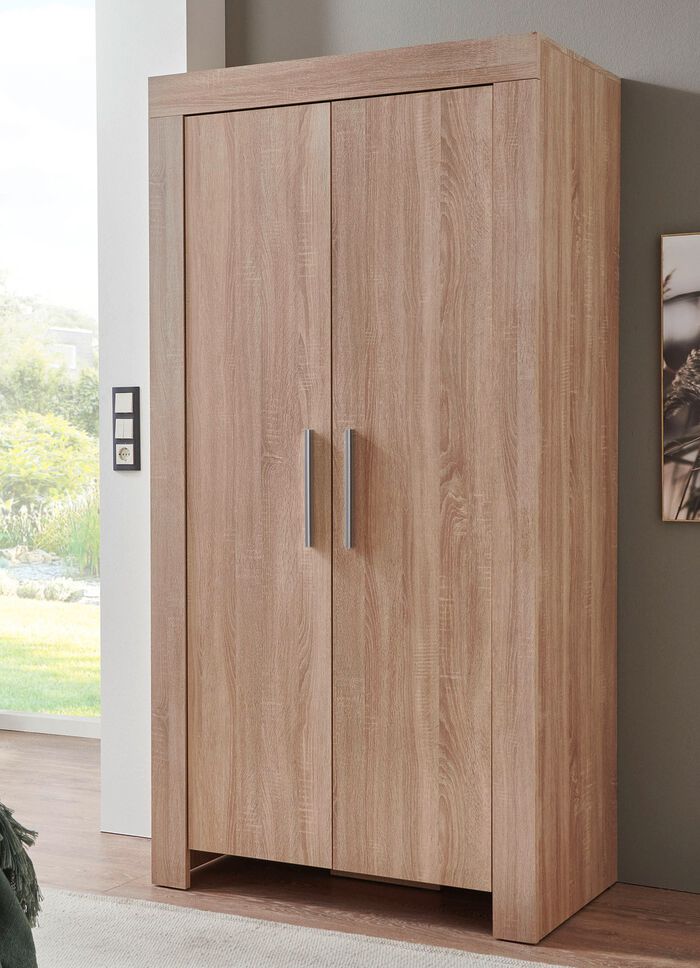 Schrank mit Griffen in Aluminium-Optik EICHE SONOMA