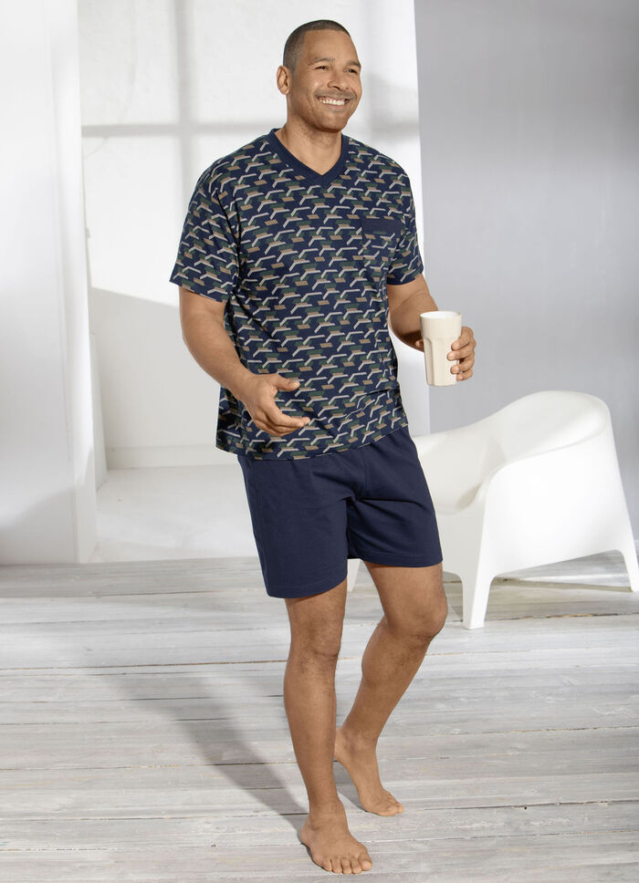 Pastunette Shorty mit V-Ausschnitt und Alloverdessin 