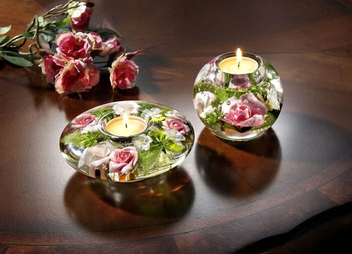 Teelichthalter aus mundgeblasenem Glas 