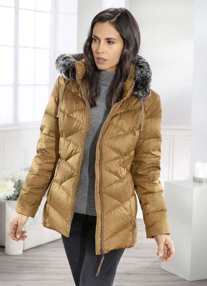 Daunenjacke mit abnehmbarer Kapuze 