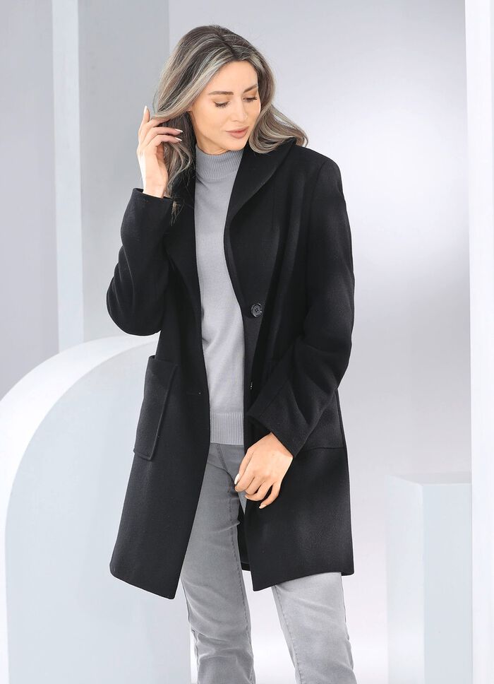 Kurzmantel mit Knopfleiste SCHWARZ