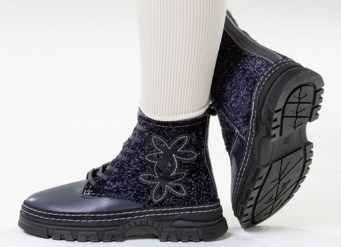 Gemini, modische Damen-Stiefeletten, Winterschuhe, Weite G, mit herausnehmbarem Fußbett MARINE