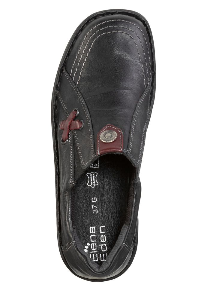 ELENA EDEN-Slipper aus Nappaleder SCHWARZ-BURGUND