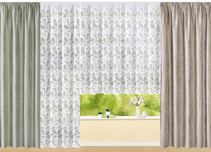 Blumenfenster-Store Ranken mit Automatikfaltenband 