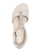 Andrea Conti, schicke Damen-Sandaletten, mit Klettspange HELLBEIGE