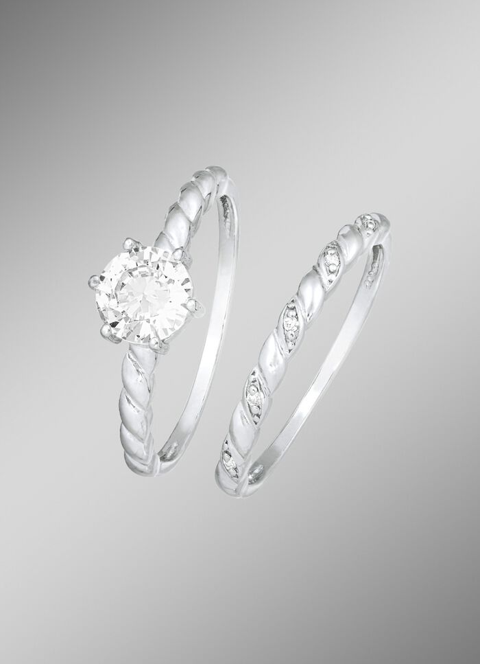 2-teiliges Ring-Set mit synth. Zirkonia 