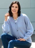 Strickjacke mit flauschig weichem Griff HELLBLAU MELIERT