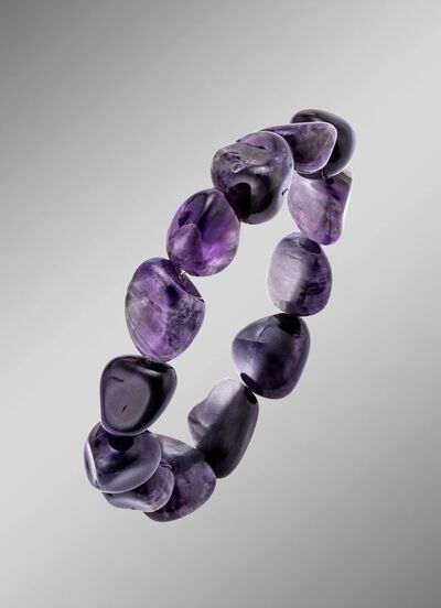 Elastisches Armband aus echtem Amethyst 