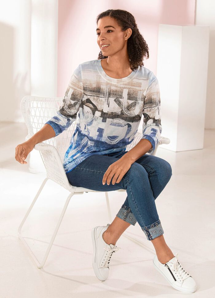 Edel-Jeans in 7/8-L&auml;nge mit h&uuml;bschem Glitzersteinchenbesatz 