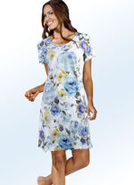 Nachthemd aus Bio-Baumwolle mit Inkjet-Druck WEISS-BLAU