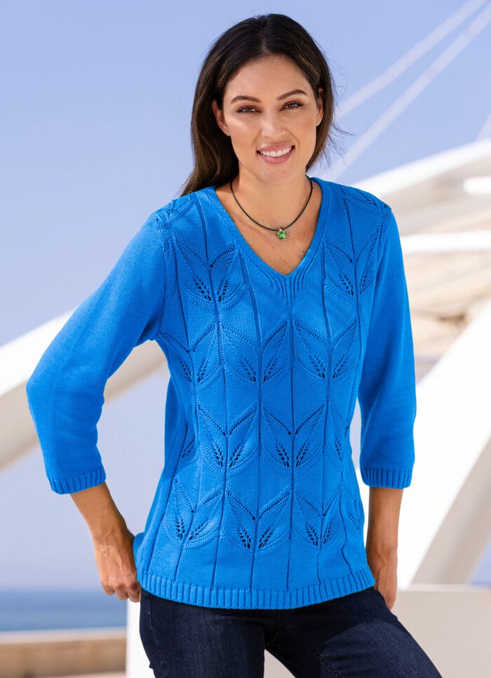 Pullover in Mustermix AZURBLAU