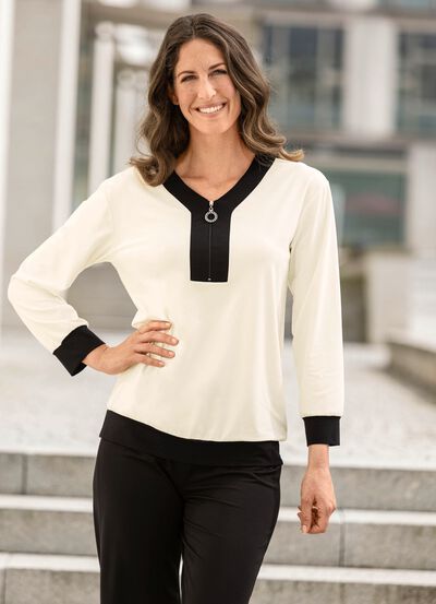 Shirt mit kurzem Rei&szlig;verschluss 