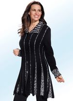 Long-Strickjacke in Garnmix 