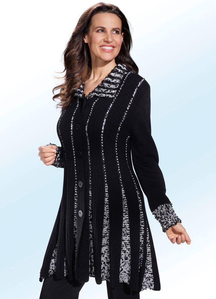 Long-Strickjacke in Garnmix 