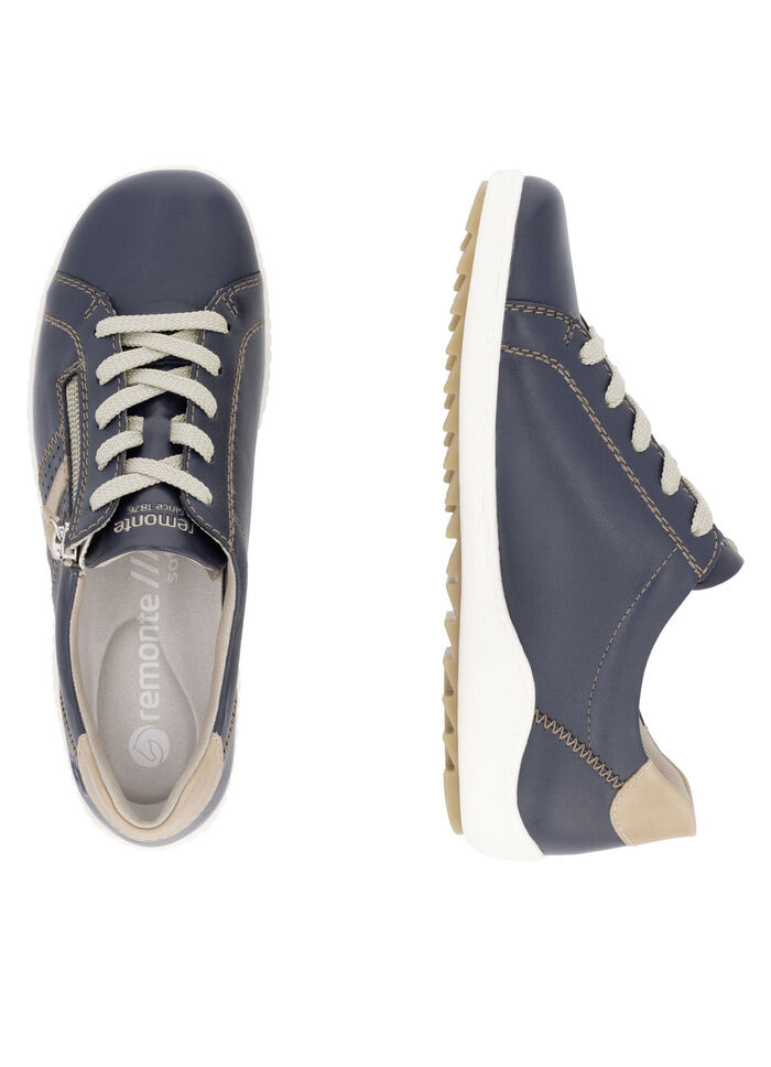 Remonte Schnürschuh aus teilweise geprägtem Nappaleder MARINE-CAMEL