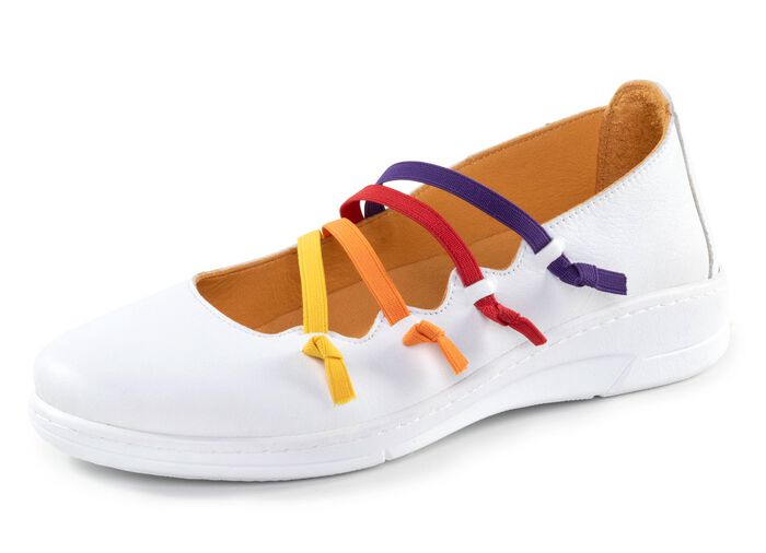 Andrea Conti Slipper mit bunten, dekorativ eingesetzten Gummiz&uuml;gen WEISS