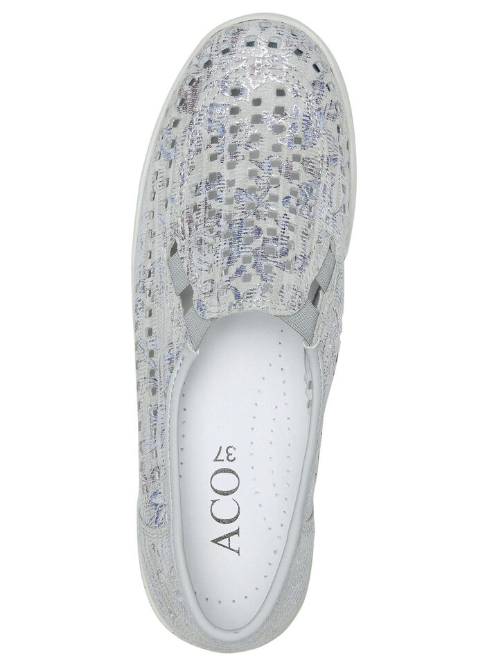 ELENA EDEN, sommerliche Damen-Slipper, Weite G, mit herausnehmbarem Fußbett SILBERGRAU