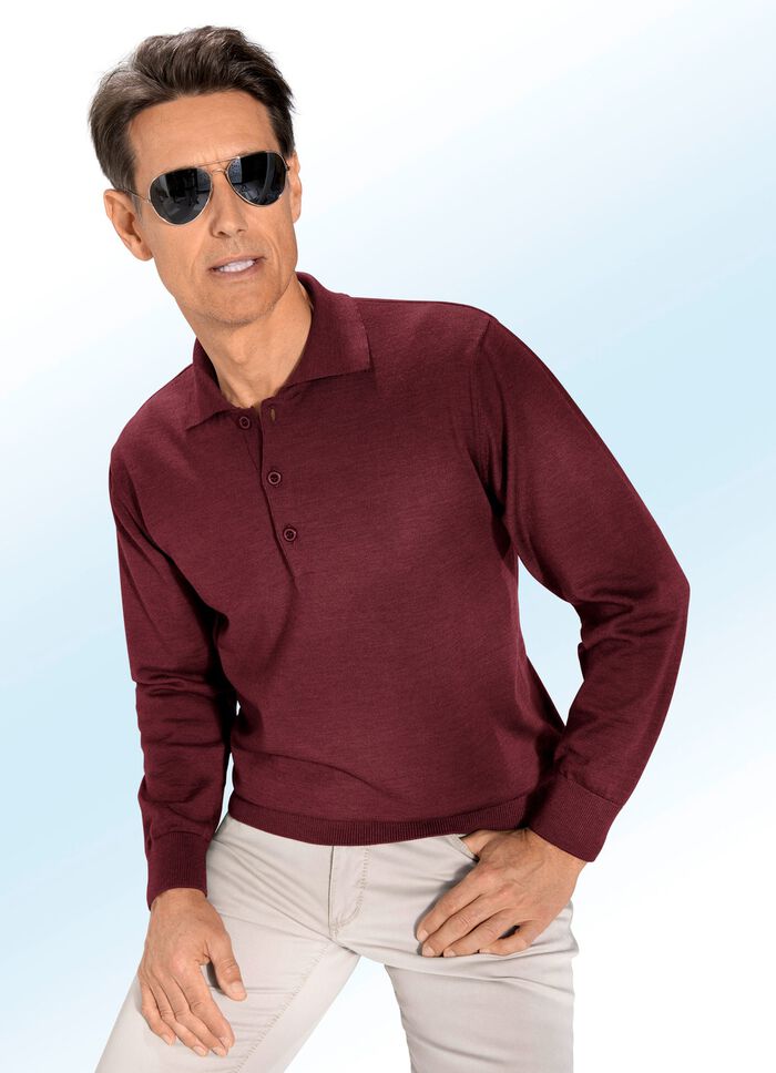 Polopullover mit kurzer Knopfleiste in 4 Farben BORDEAUX