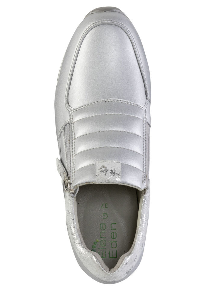 ELENA EDEN Sneaker aus Nappaleder und silbergrau gepr&auml;gtem Veloursleder MATTSILBER