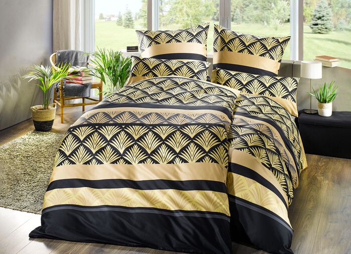 Hochwertige Bettw&auml;sche-Garnitur mit Reaktiv-Druck 