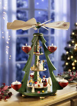 Tischpyramide aus dem Erzgebirge aus Holz gefertigt GRÜN-NATUR