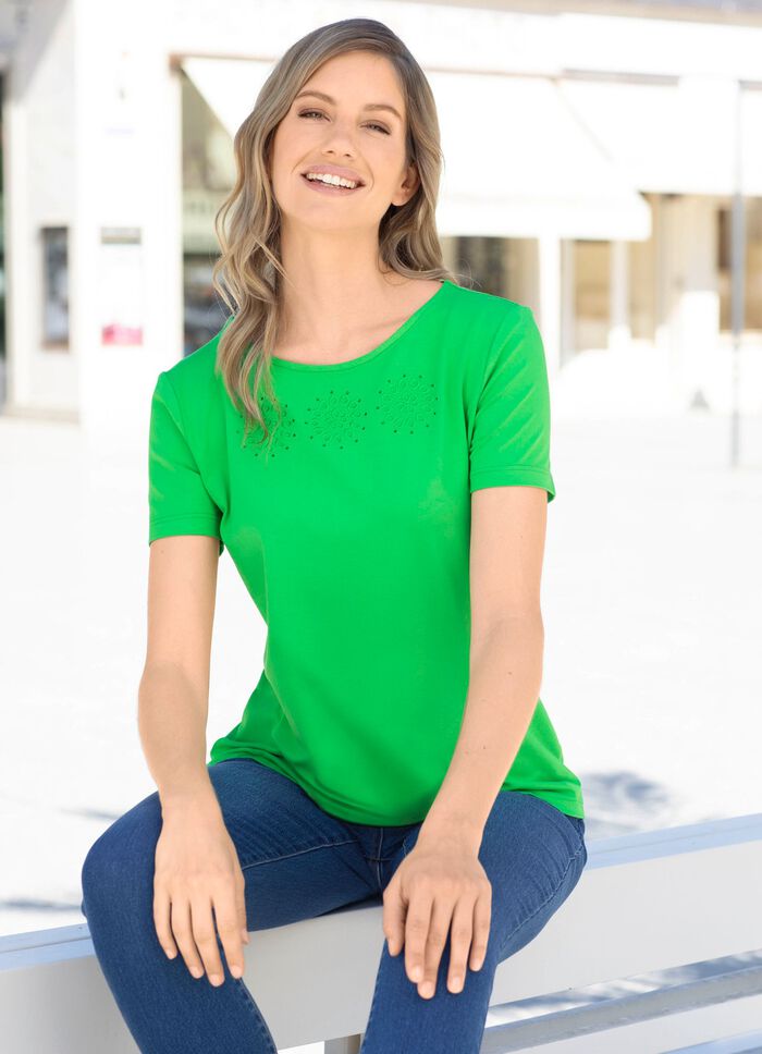 Shirt mit sch&ouml;ner Stickerei in 2 Farben 