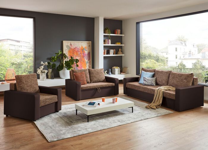 Frei im Raum aufstellbare Polsterm&ouml;bel mit Bettkasten 