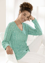 Pullover mit Ajourmuster JADEGRÜN-WEISS