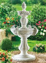 Au&szlig;enbrunnen aus echtem Steinguss STEINGRAU