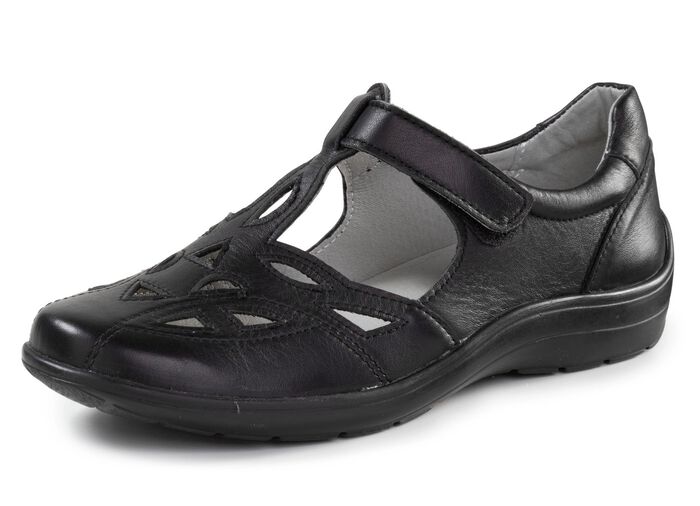 ELENA EDEN, sommerliche Damen-Slipper, Weite H, mit herausnehmbarem Fu&szlig;bett SCHWARZ